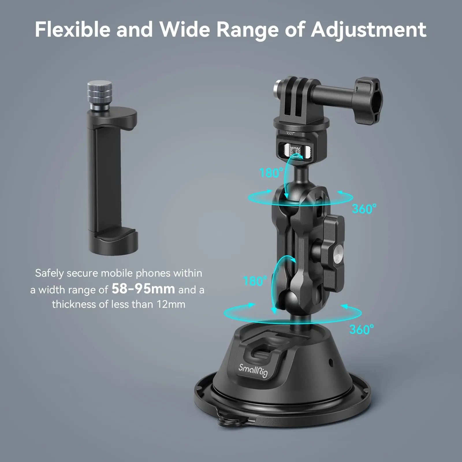 SmallRig Portable Suction Cup Mount Support for Smartphones / Action Cameras