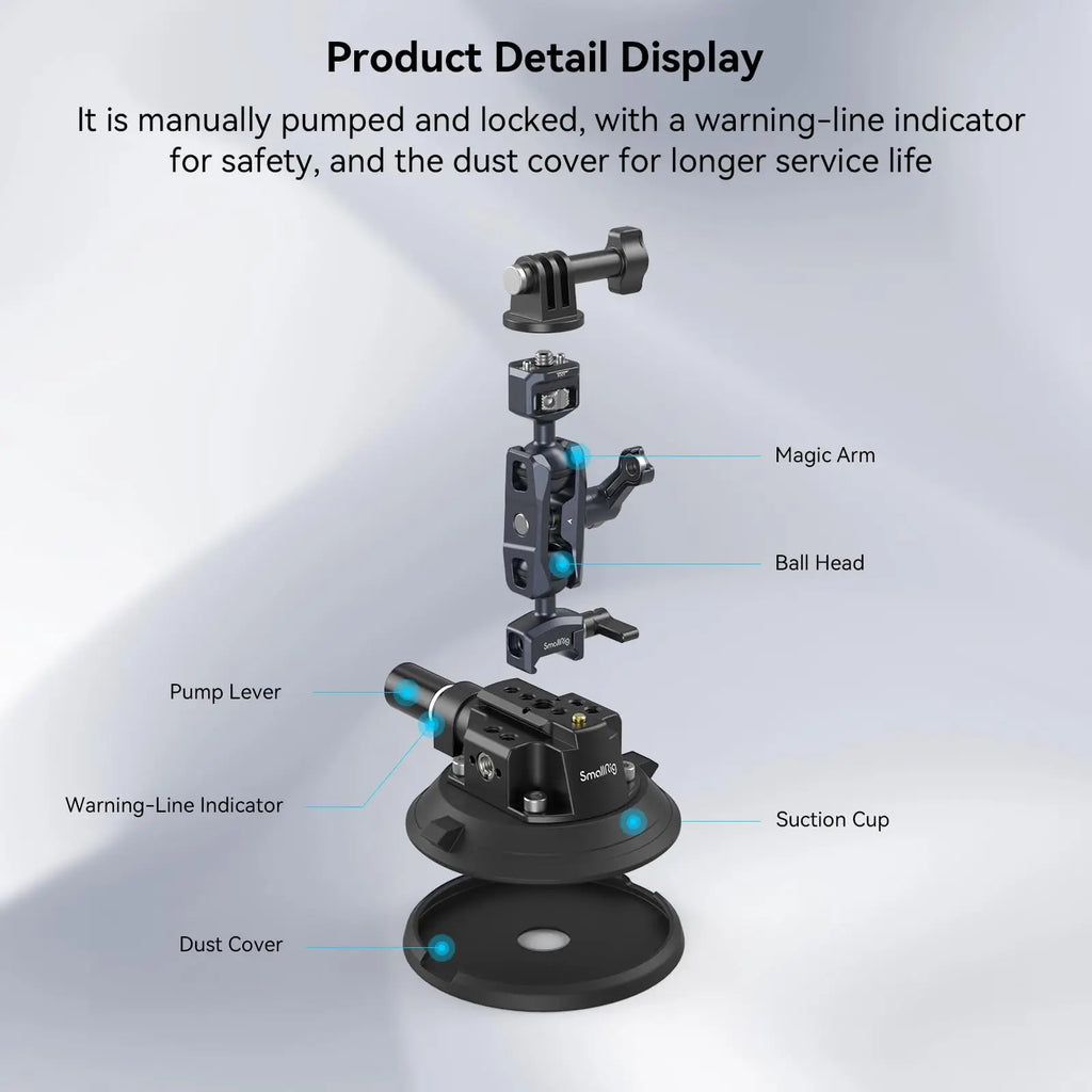 SmallRig 4" Camera Suction Mount with Ball Head Magic Arm