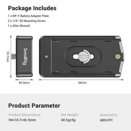 SmallRig DSLR Camera Clamp NP-F Battery Adapter Plate for Sony NP-F Type Batteries 12V/7.4V Output Port LED Low Battery Indicate