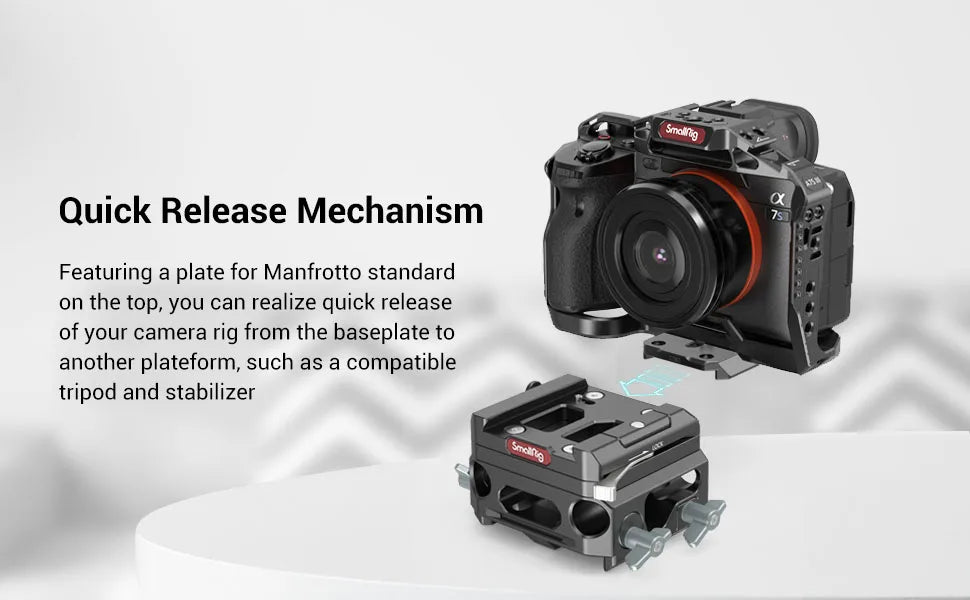 SmallRig Lightweight Base Plate Riser System For Sony with Dual 15mm Rod Clamp Plate for Manfrotto Style 40% Lighter