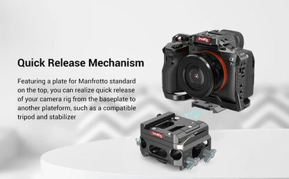 SmallRig Lightweight Base Plate Riser System For Sony with Dual 15mm Rod Clamp Plate for Manfrotto Style 40% Lighter