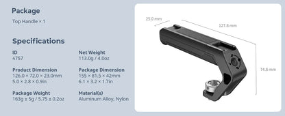 SmallRig Top Handle for ARRI Locating Holes (Tiny),Weight 113g,Portable Camera Top Handle for Sony for Canon for Nikon 4757