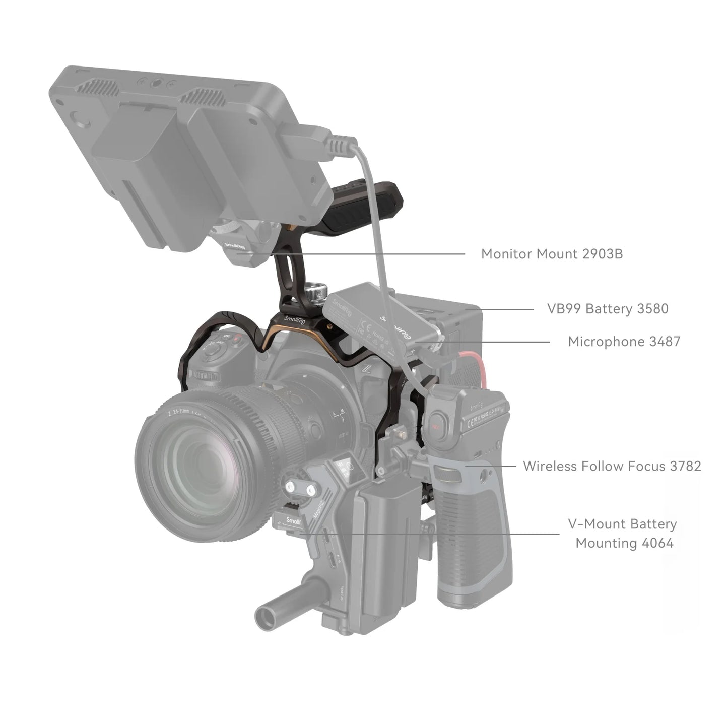 SmallRig "Night Eagle" Cage Kit for Nikon Z 8 New Design and Coloring with Top Handle and USB-C Cable Clamp 4317