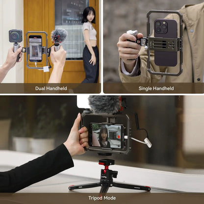 SmallRig Universal SmartPhone Cage & for iPhone 14/13 Pro/Pro Max With Foldable Handles Wireless Controls Rig for iPhone 14 /13/12