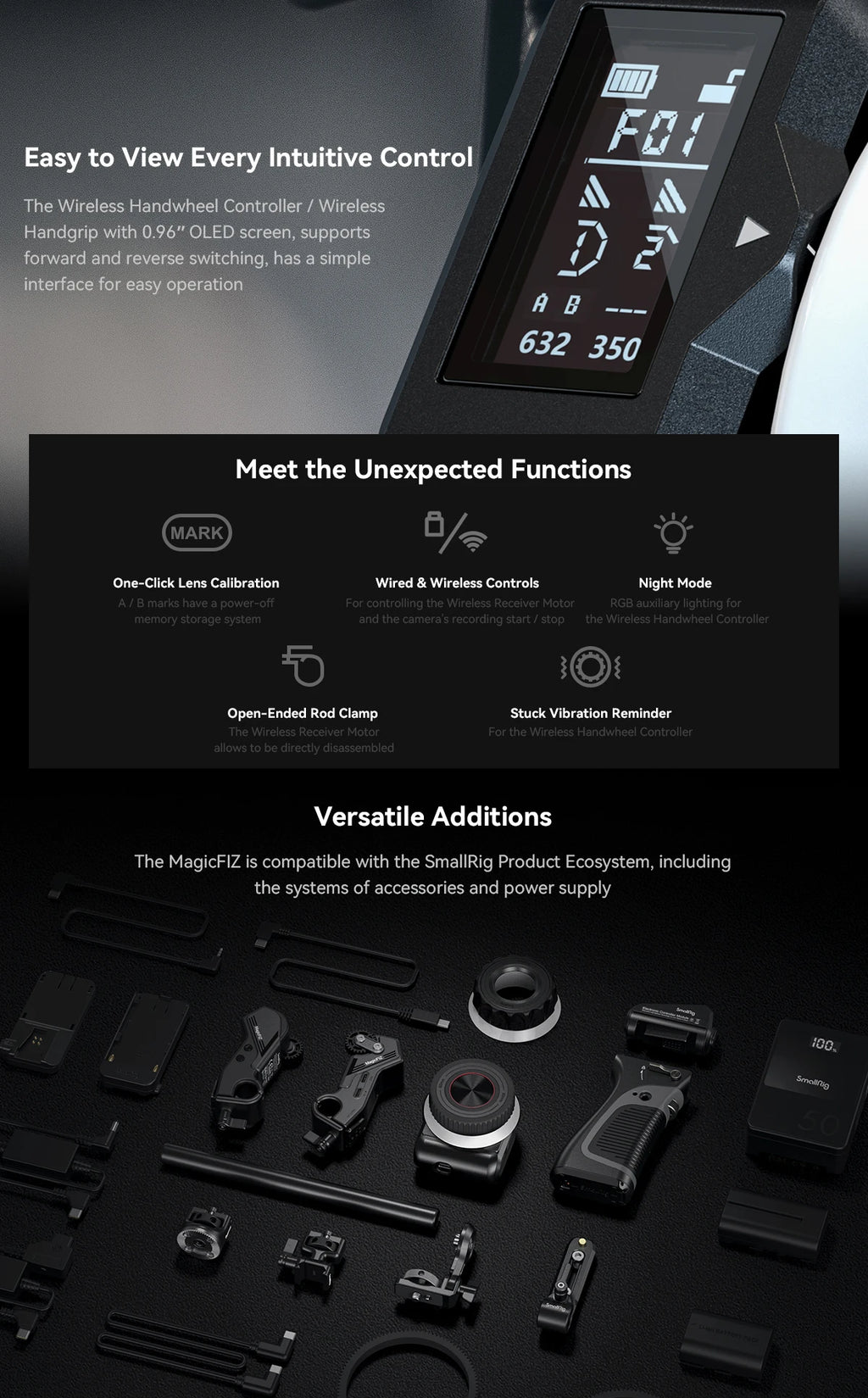 SmallRig MagicFIZ Wireless Follow Focus Handgrip Kit & Accesories