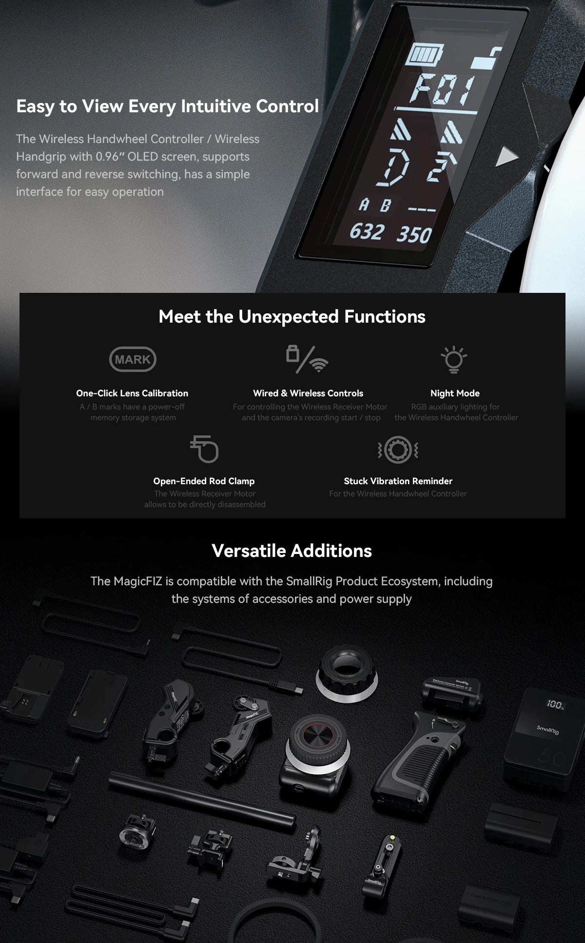 SmallRig MagicFIZ Wireless Follow Focus Handgrip Kit & Accesories