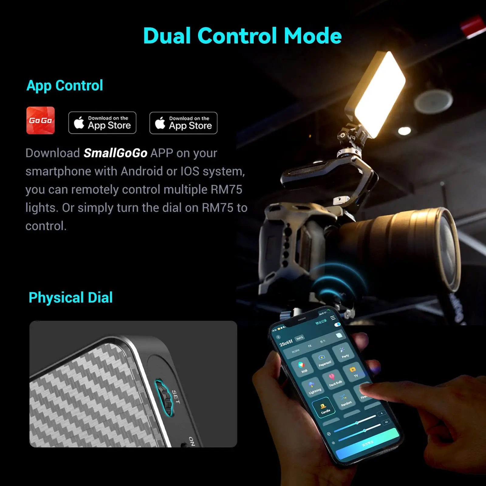 SmallRig RM75 RGB Magnetic Video Light RGBWW Full Color Portable App LED Light Panel 4000mAh Battery for Vlogging Photography