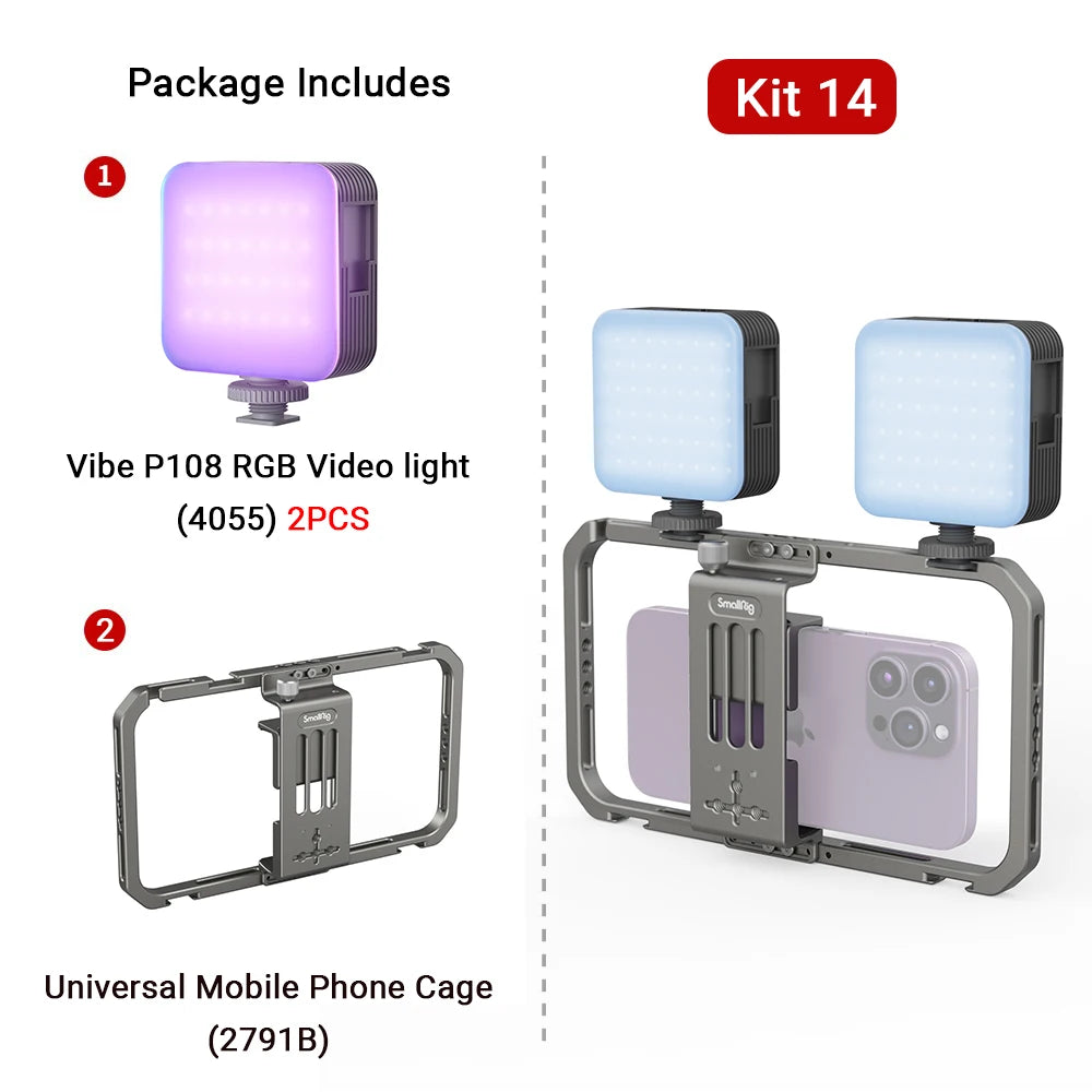 SmallRig Portable Vibe P108 RGB Video Light Smart Light 130mins long-lasting Pocket Size 108 LED Beads Floodlights 4055