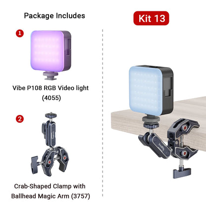 SmallRig Portable Vibe P108 RGB Video Light Smart Light 130mins long-lasting Pocket Size 108 LED Beads Floodlights 4055
