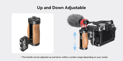 SmallRig Universal DSLR Camera Cage Side Handle for Sony for Canon Camera Wooden Mini Handgrip 1/4 Screws with Cold Shoe 2913