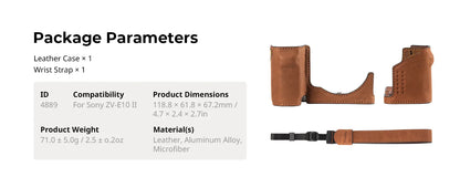 SmallRig ZV-E10 II Camera Case Leather Case Kit for Sony ZV-E10 II with Genuine Leather Wrist Strap Black and Brown Color 4777