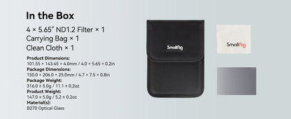 SmallRig 4 x 5.65 ND 0.3 /0.9/1.5/1.8/2.1（1/3/5/6/7 Stop）Filter Waterproof Anti-scratch For With 4 x 5.65" Matte Box System