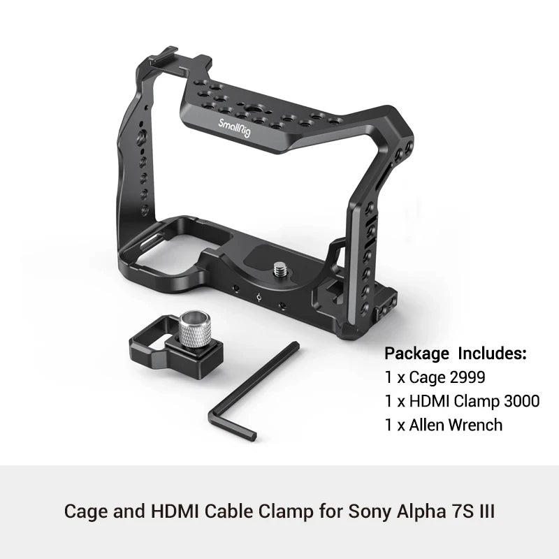 SMALLRIG Camera Cage Only for Sony Alpha 7S III / A7S III / A7SIII / A7S3 Formfitting Full Cage with 1/4"-20 & 3/8"-16 Threads
