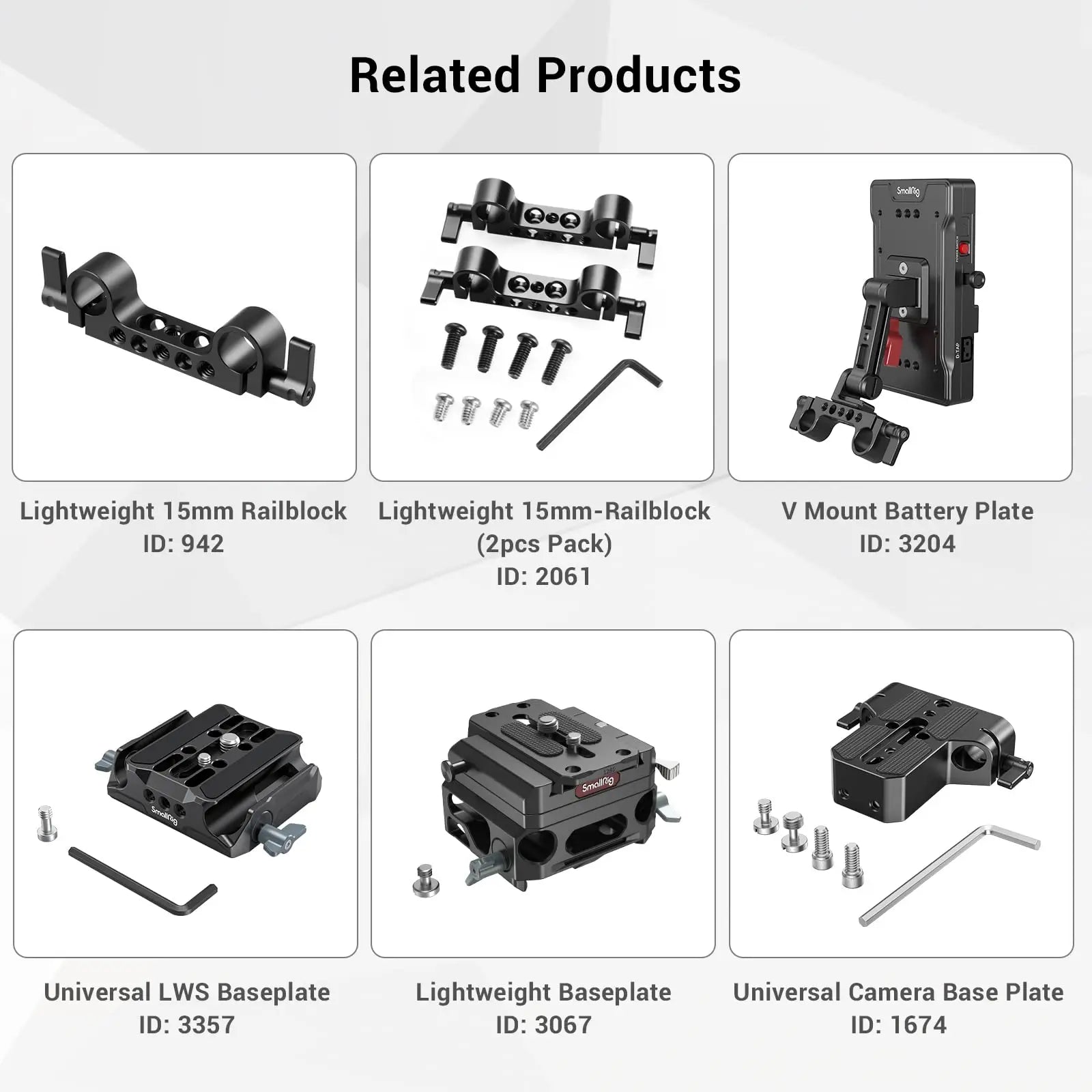 SmallRig Camera 15mm Rail Rod Aluminum Alloy Rod with M12 Female Thread DSLR Rig - 40cm 16 Inches Long 1054 (Pack of 2)