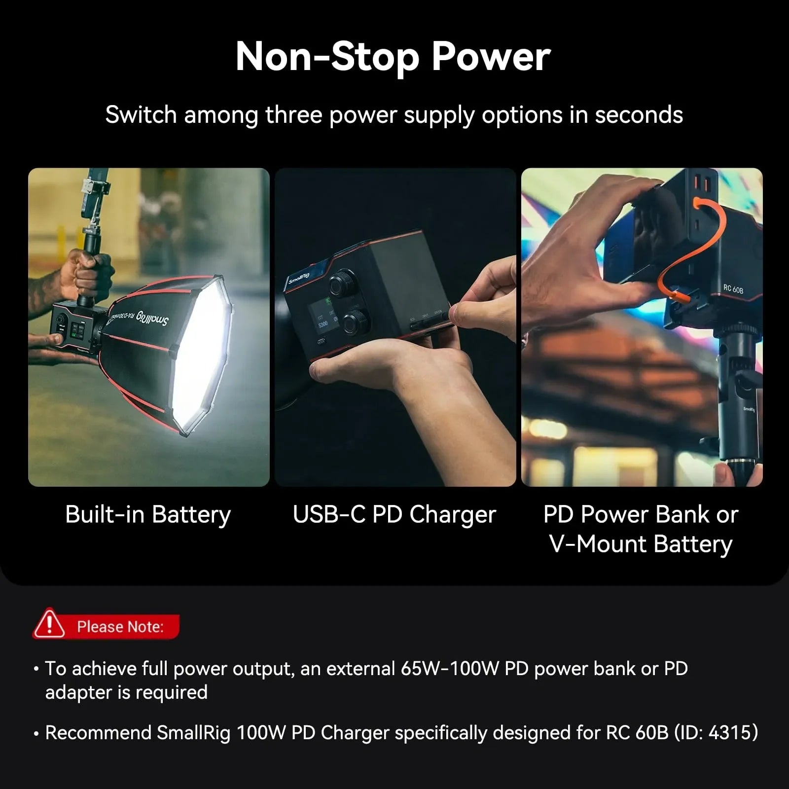 Smallrig RC 60B & Accessories COB LED Video Light Photography