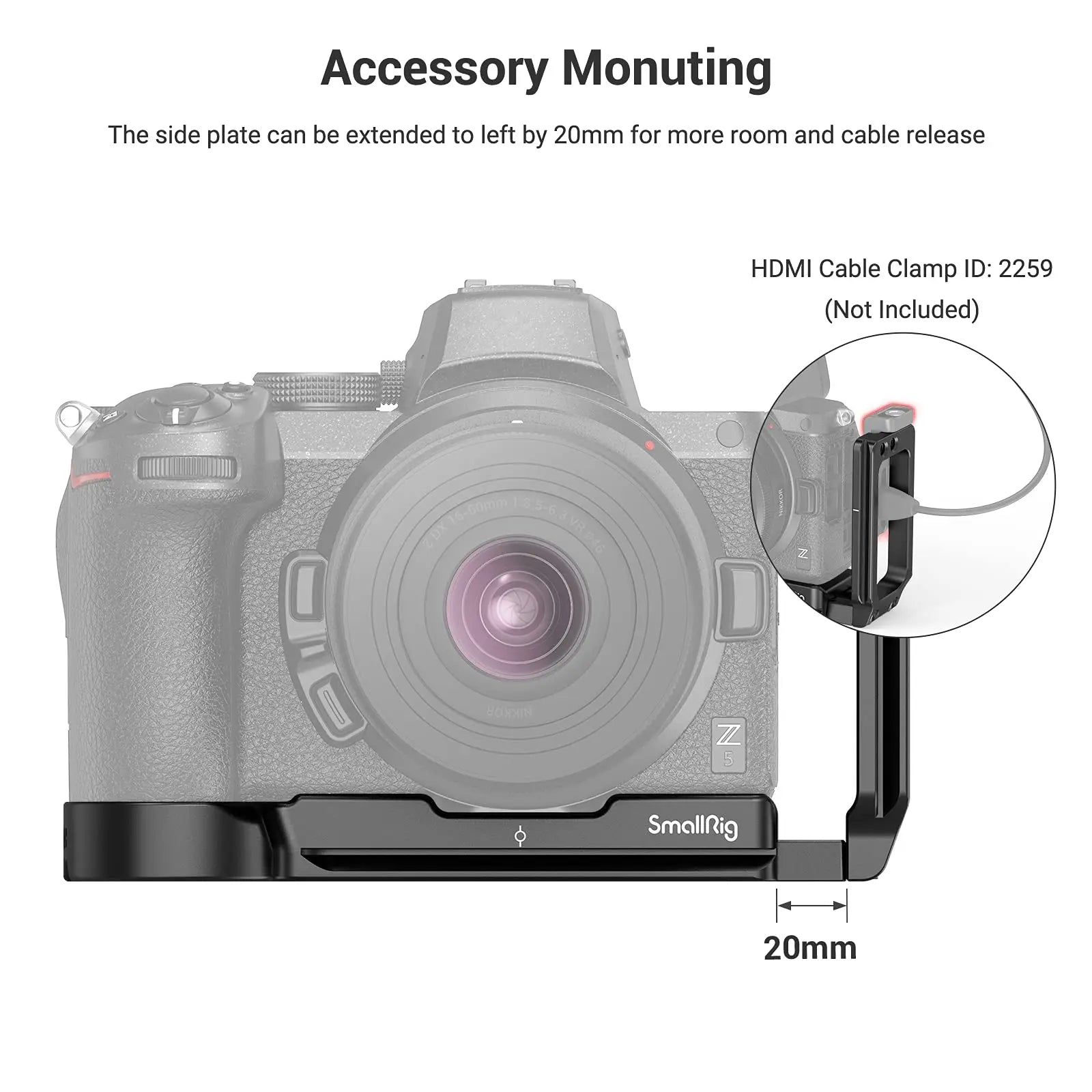 SmallRig Camera L Bracket for Nikon Z5/Z6/Z7 Camera w/ Arca-Type 1/4"