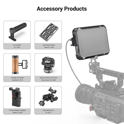 SmallRig  Cage for Atomos Shinobi 7 Monitor Camera Cage Aluminium alloy DSLR On-Camera Monitor Rig Kit 3456