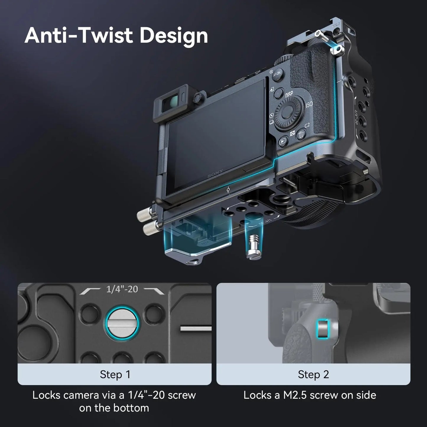 SmallRig Cage Kit for Sony Alpha 7 C II / Alpha 7 CR Full Cage with Cable Clamp with Quick-Release Plate for Sony A7C II