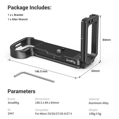 SmallRig Camera L Bracket for Nikon Z5/Z6/Z7 Camera w/ Arca-Type 1/4"