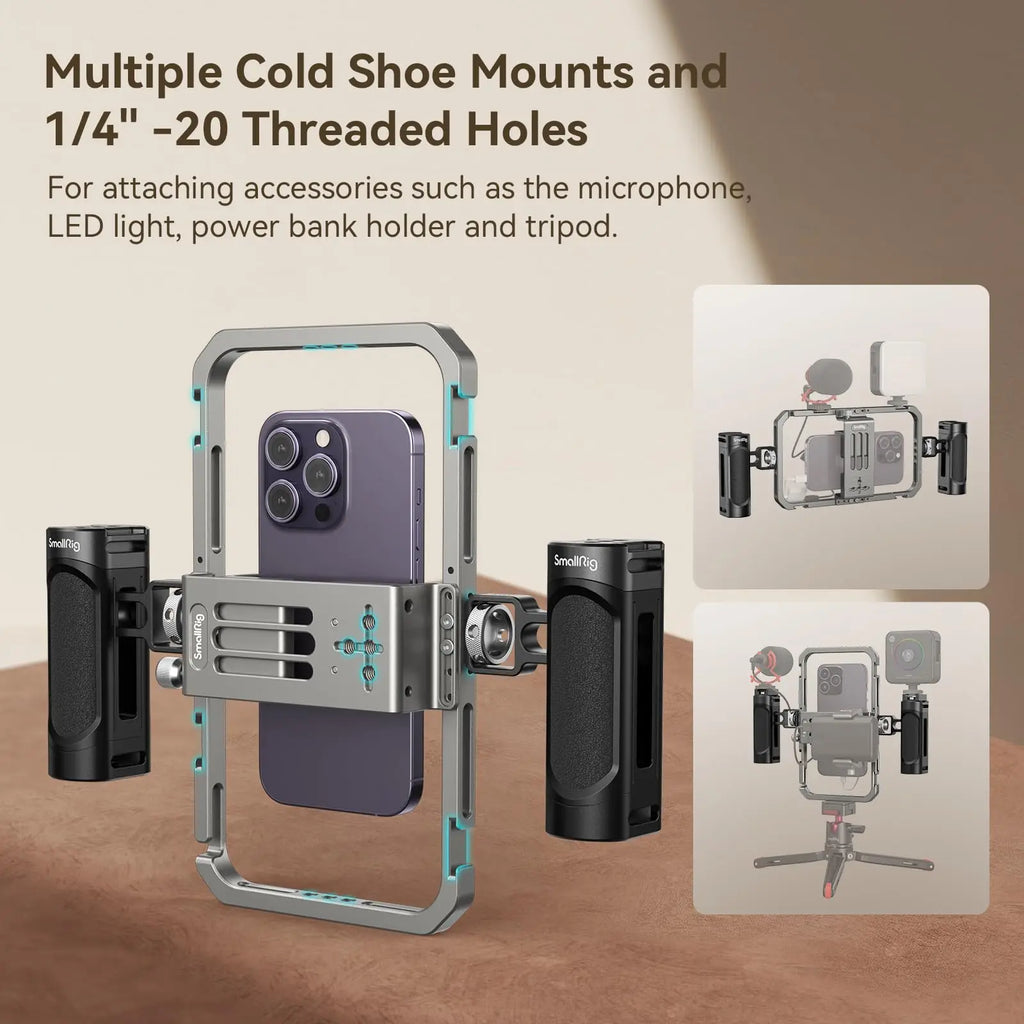 SmallRig Universal Phone Cage Smartphone Video Rig Kit with Handles, Handheld Filmmaking Vlogging Case