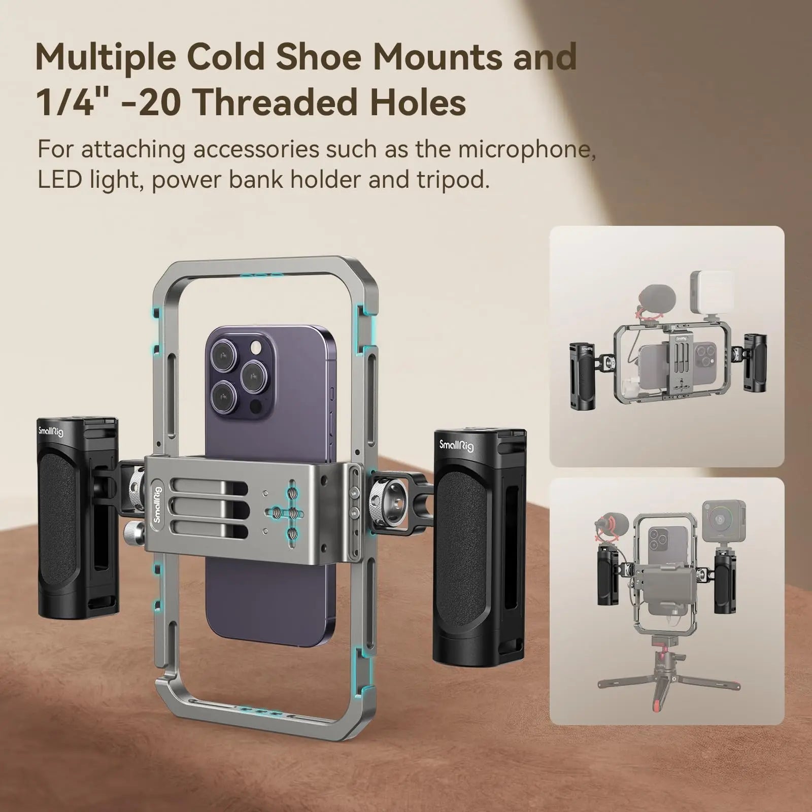 SmallRig Universal Phone Cage Smartphone Video Rig Kit with Handles, Handheld Filmmaking Vlogging Case