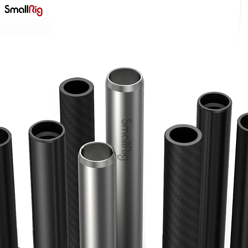 SmallRig 15mm Rods Pack with M12 Thread Rod Cap Connectors Carbon Fiber / Aluminum Alloy Rods Combination Camera Rail Rod