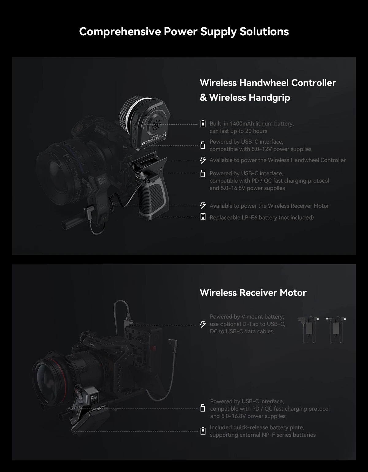 SmallRig MagicFIZ Wireless Follow Focus Two Motor Kit with Handwheel Controller, Wireless Handgrip and Two Receiver Motor