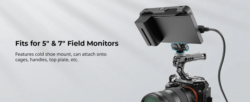 SmallRig Quick Release Camera Monitor Mount with Cold Shoe,Supports Swivel 360° and Tilt 170° Adjustable,Drop-in HawkLock Holder