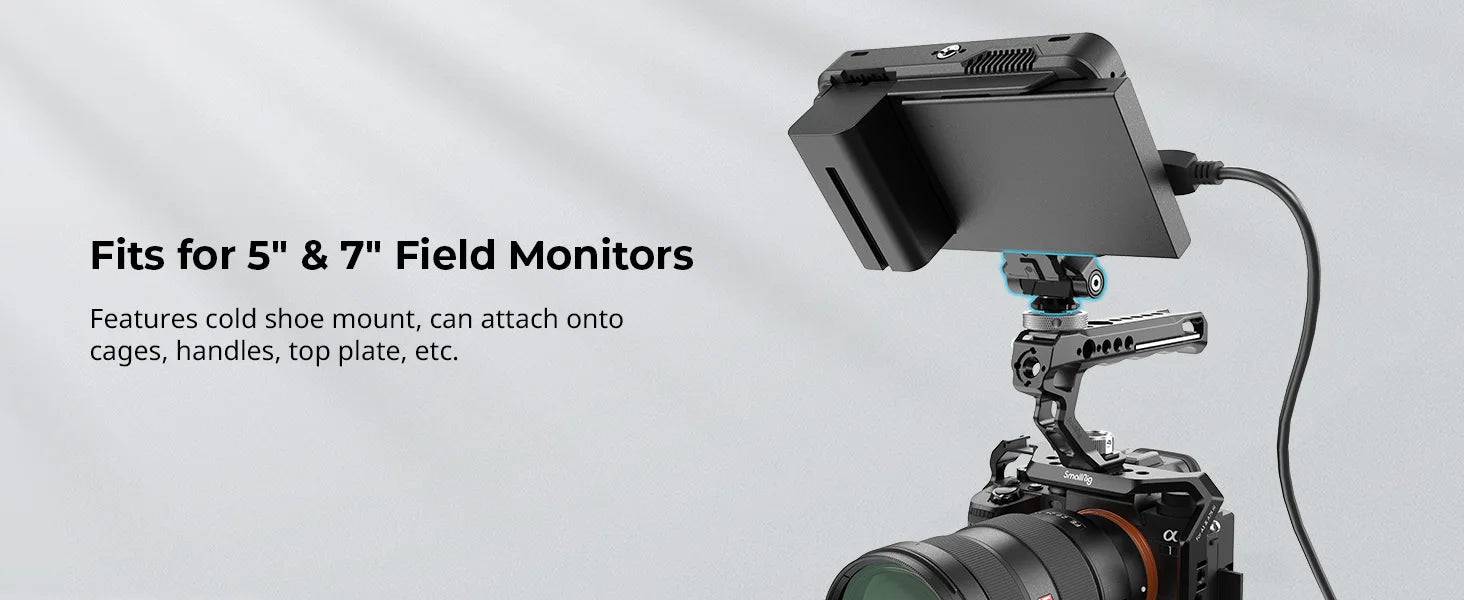 SmallRig Quick Release Camera Monitor Mount with Cold Shoe,Supports Swivel 360° and Tilt 170° Adjustable,Drop-in HawkLock Holder