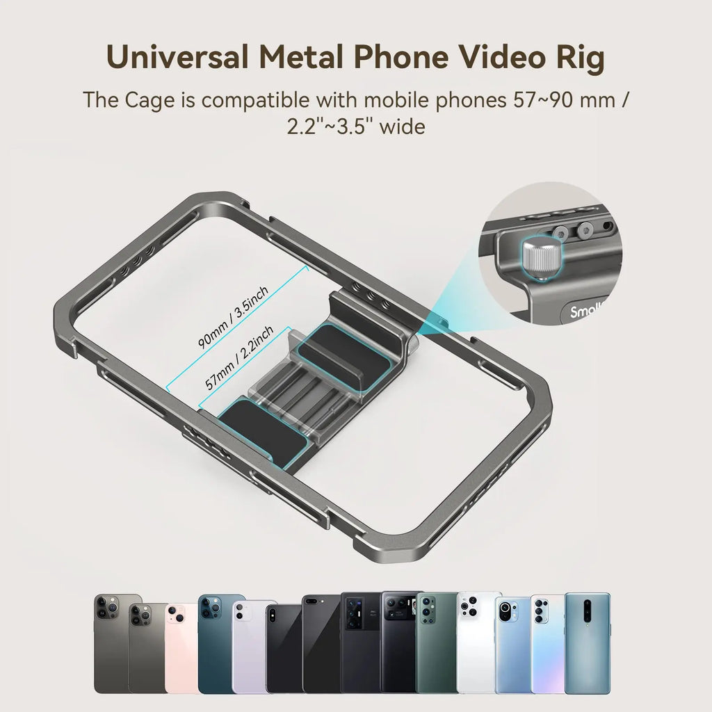 SmallRig Universal Phone Cage Smartphone Video Rig Kit with Handles, Handheld Filmmaking Vlogging Case