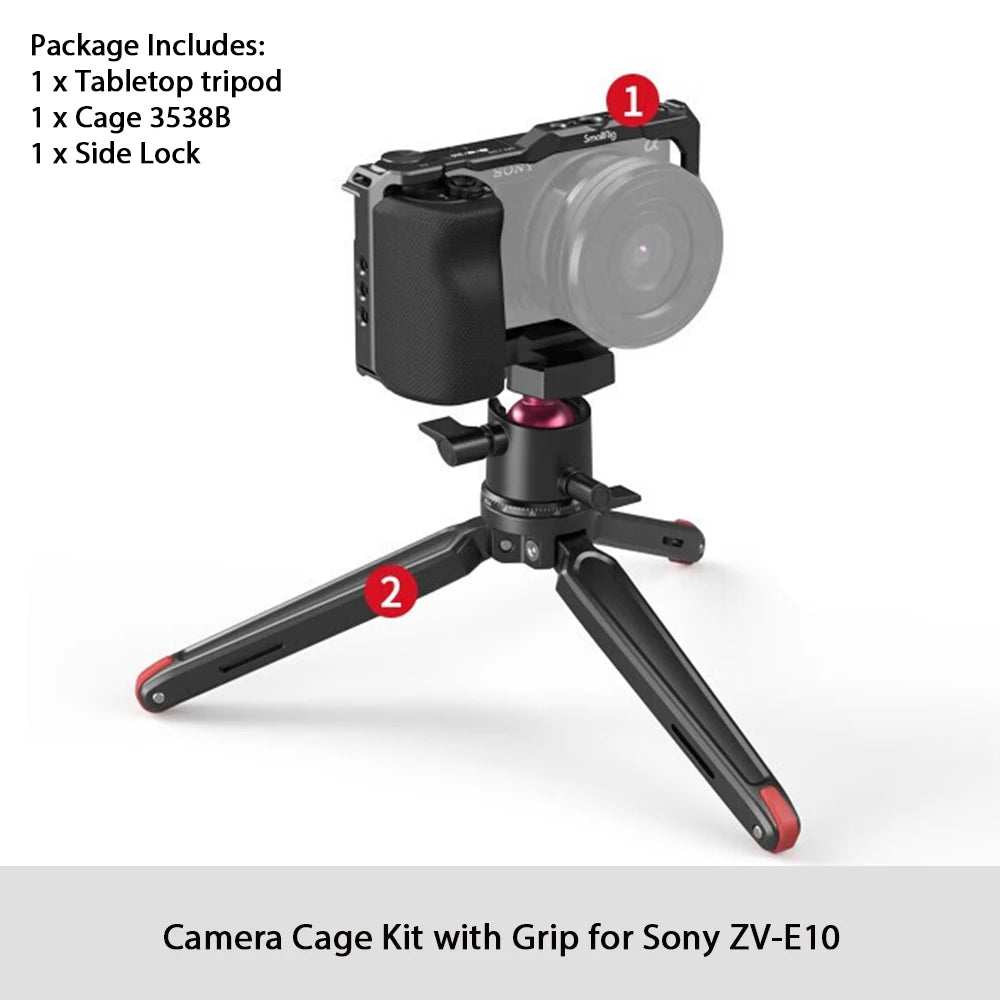SmallRig for Sony ZVE10 Camera Cage with Silicone Cage handle Built-in Arca quick release plate Cage Rig Kit for Sony ZVE10 3538