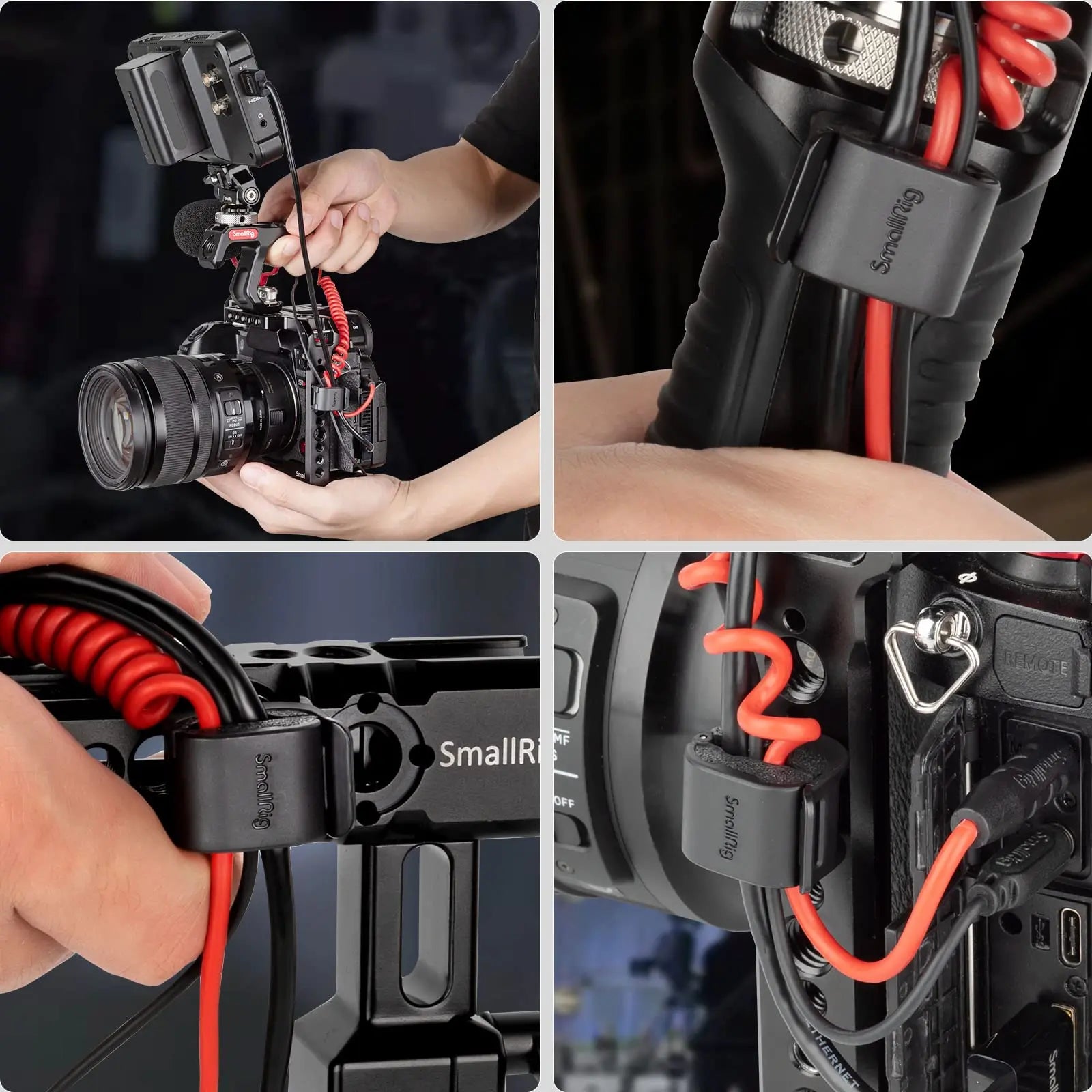 SmallRig 4PCS Camera Cable Clamp Compatible & USB Type-C Φ2-7mm Cables Quick Unlock Compact and light 3685