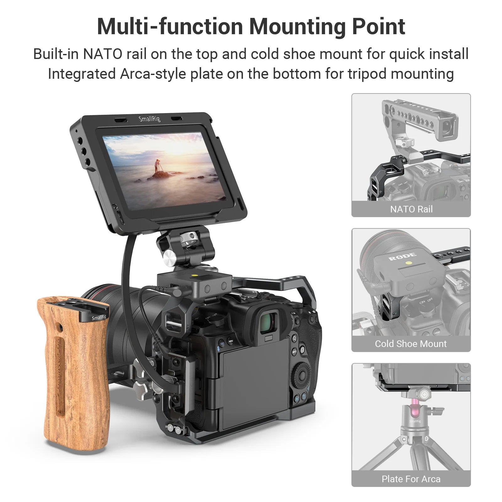 Jaula de cámara completa SmallRig para Canon EOS R5 y R6 tiene placa estilo Arca en la parte inferior con variedades de opciones de montaje 2982-España