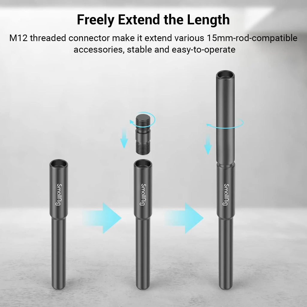 SmallRig Camera Rail Rod 12mm to 15mm Rod Clamp Adapter for DJI RS2 RS3 RS3 Pro / for DJI RS3 mini, for Follow Focuses 3681