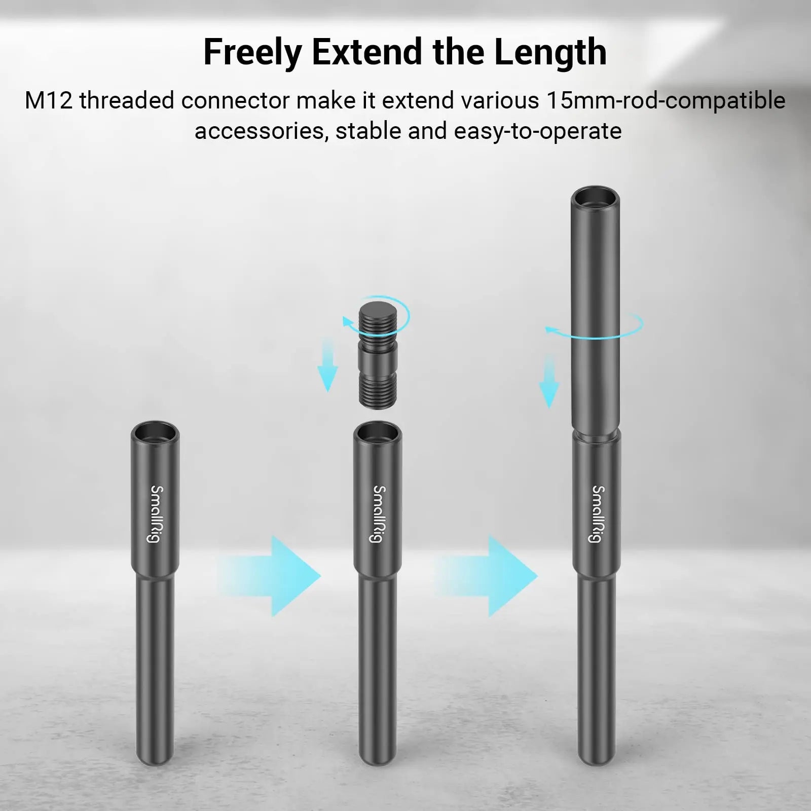 SmallRig Camera Rail Rod 12mm to 15mm Rod Clamp Adapter for DJI RS2 RS3 RS3 Pro / for DJI RS3 mini, for Follow Focuses 3681