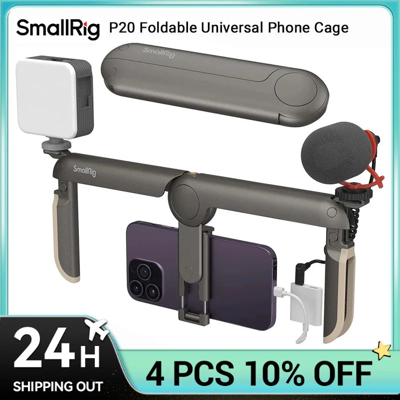 SmallRig P20 Foldable Universal Phone Cage, Smartphone Video Rig Case Stabilizer Tripod Mount
