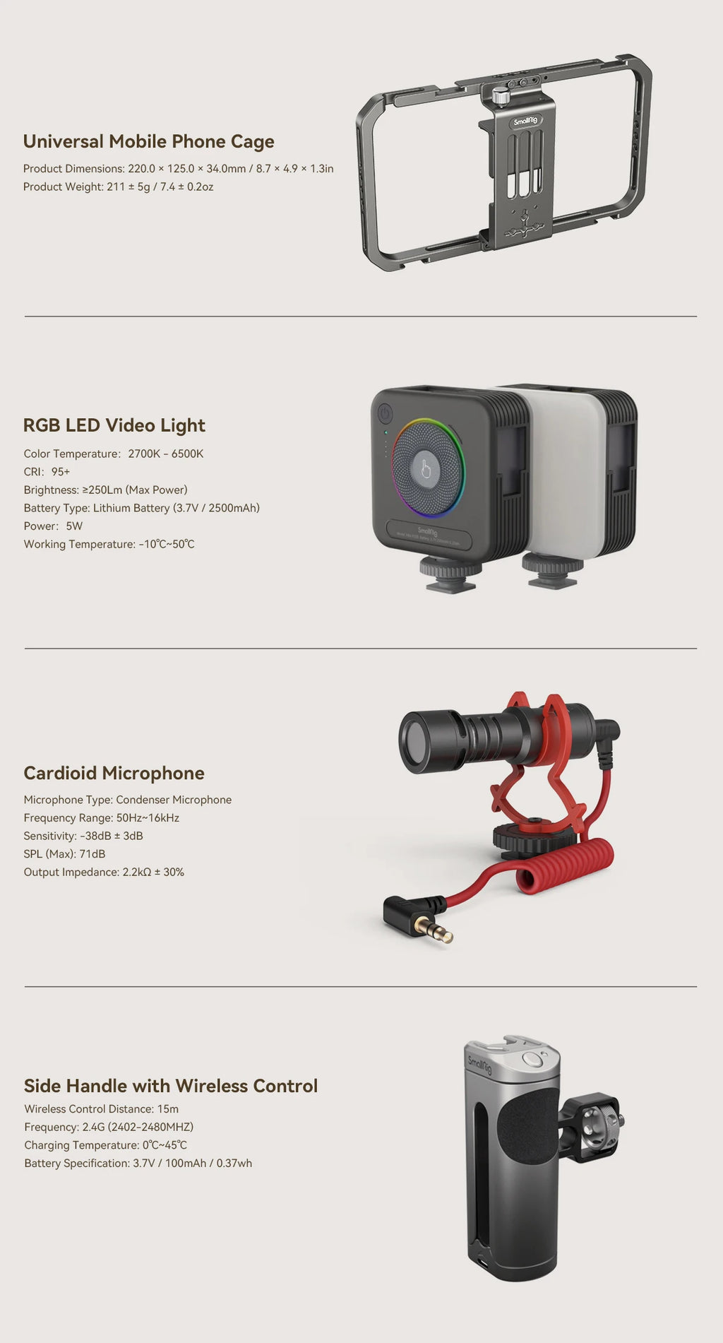 SmallRig All-in-One Video Kit Ultra /Pro/Basic/ Classic Kit for Phone Photography Universal Phone Cage Kit