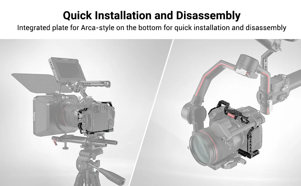 SmallRig Camera Cage for Canon EOS R5 R6 R5 C built-in Cold Shoe NATO Rail 1/4'' Arri Hole Camera Rig Video Set 2982B