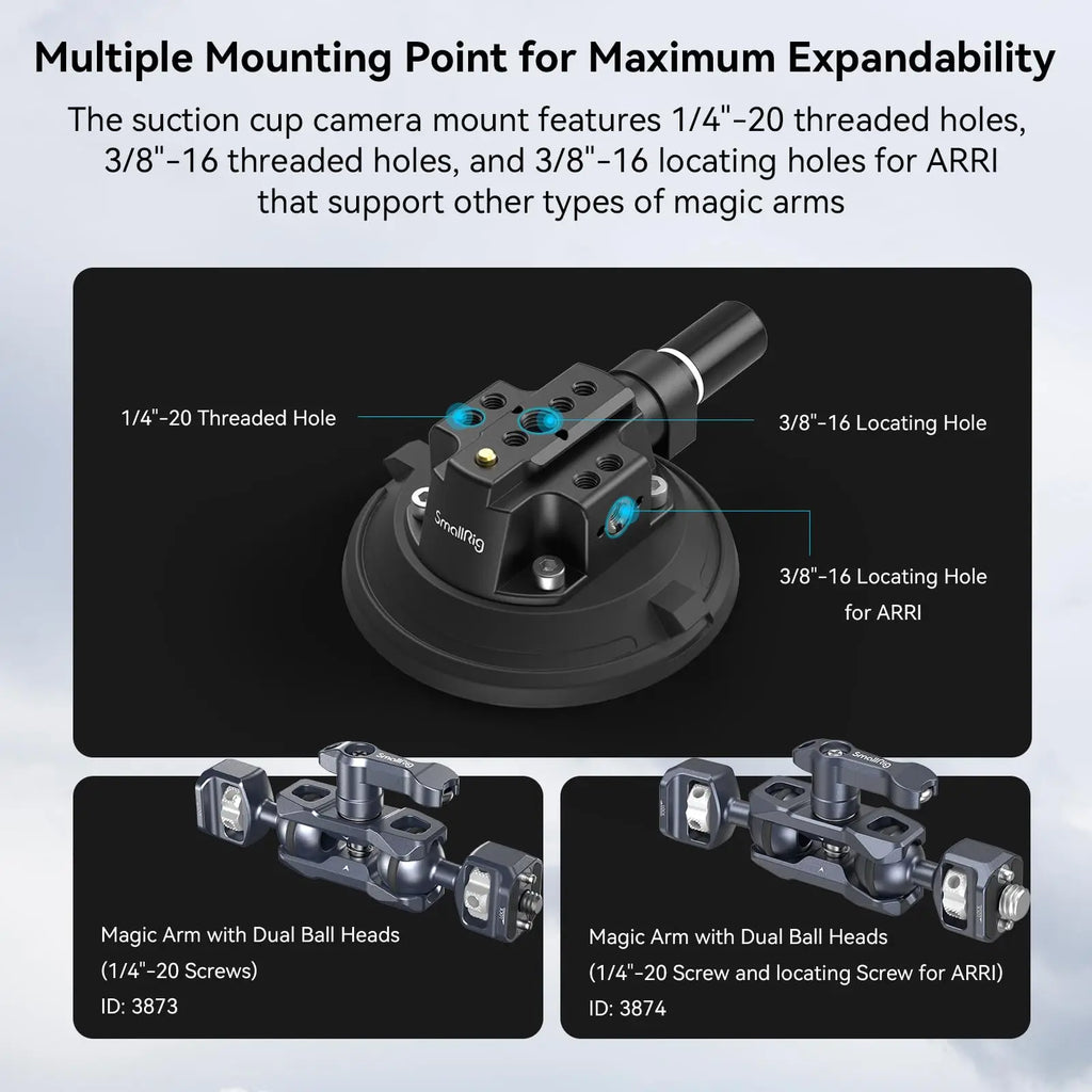 SmallRig 4" Camera Suction Mount with Ball Head Magic Arm