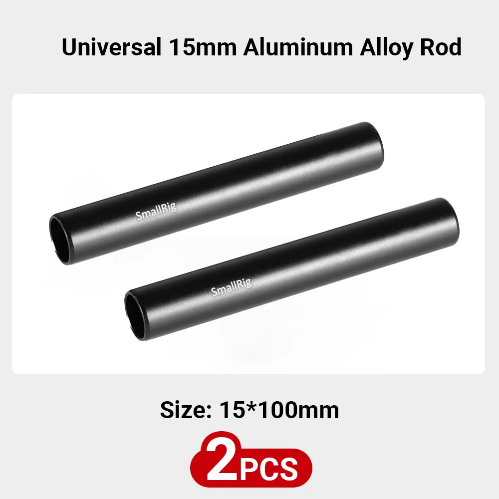 SmallRig 2PCS 15mm Aluminum Alloy Rods 30cm / 12inch Long for Dslr Camera 15mm Rods System Camera Rail Rod Black 1053