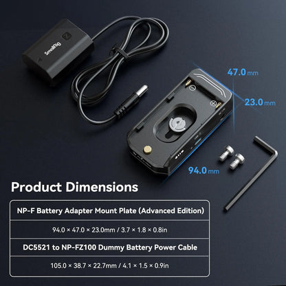 SmallRig NP-F Battery Adapter Mount Plate Kit for Sony Sony FX3 / FX30/ α7CR / α7C II / α7 IV/ ZV-E1 with NP-FZ100 Dummy Cable