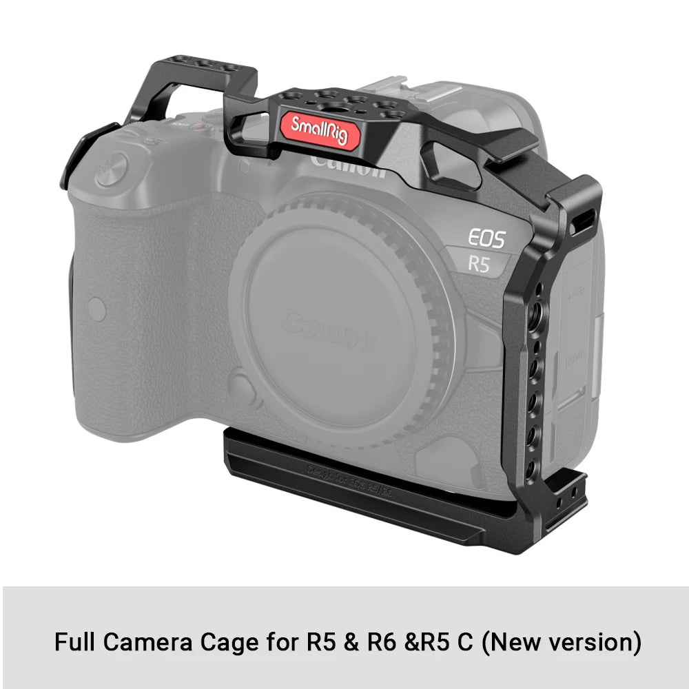 SmallRig Camera Cage for Canon EOS R5 R6 R5 C built-in Cold Shoe NATO Rail 1/4'' Arri Hole Camera Rig Video Set 2982B