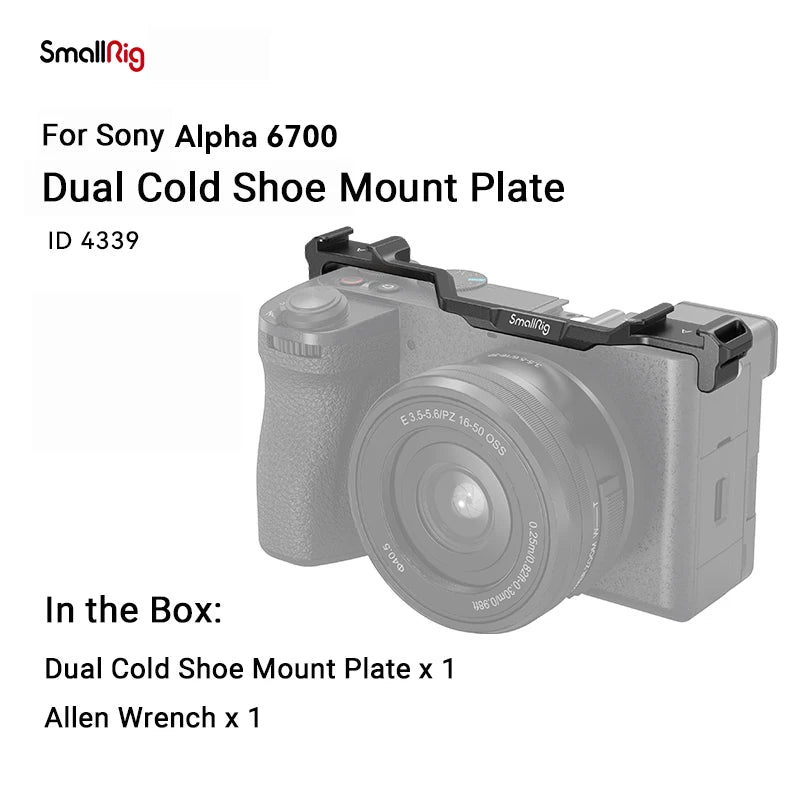 SmallRig Cage Kit / Half Cage / Baseplate / Dual Cold Shoe Mount Plate / for Sony Alpha 6700 With Multiple Mounting Points A6700
