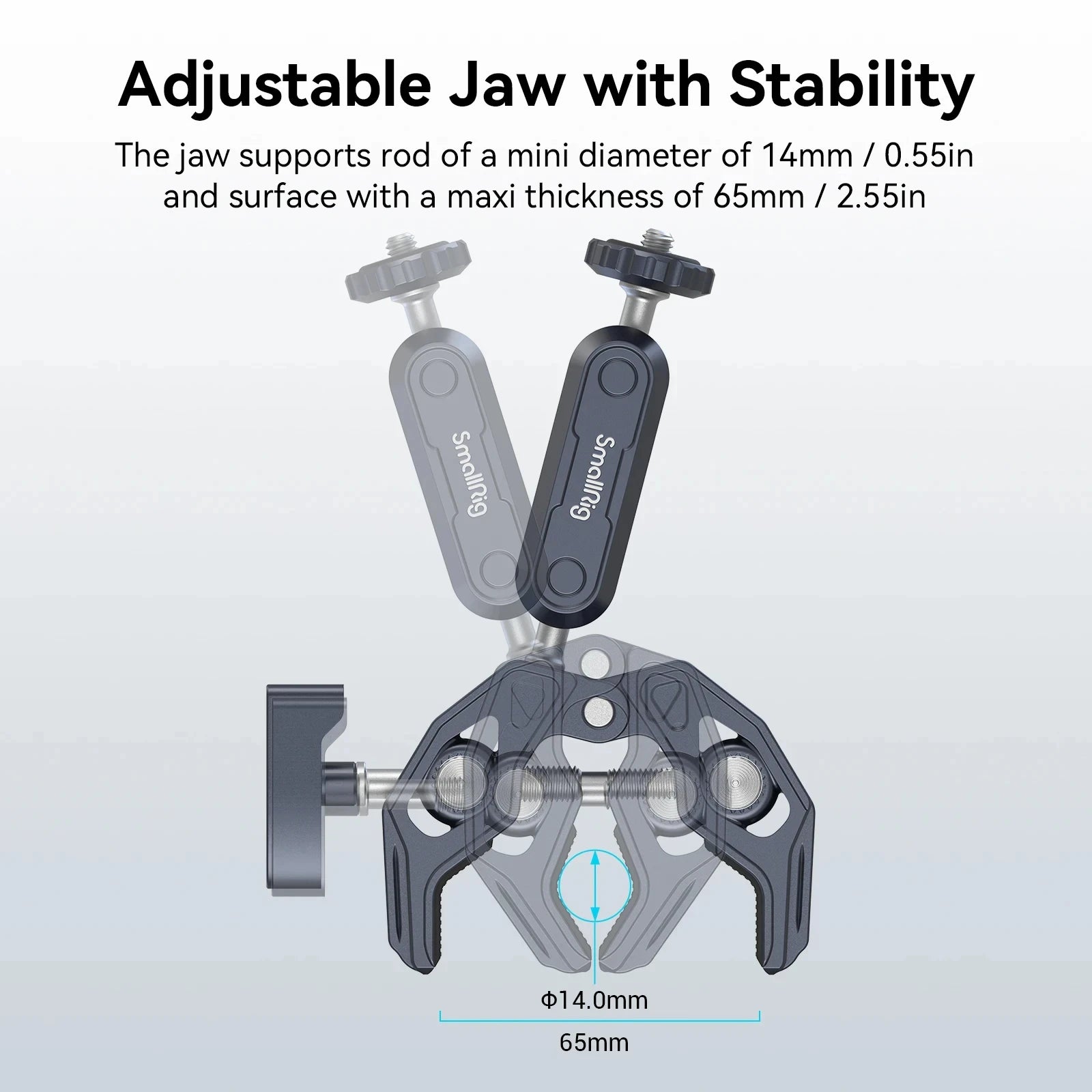 Abrazadera en forma de súper cangrejo SmallRig con brazo mágico de cabeza esférica con fuerza de sujeción más fuerte tornillo de 1/4 "-20 para micrófonos de luces