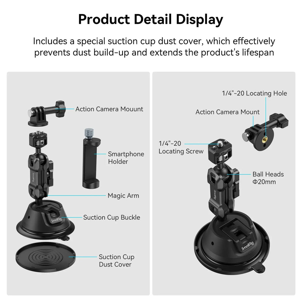 SmallRig Portable Suction Cup Mount Support for Smartphones / Action Cameras