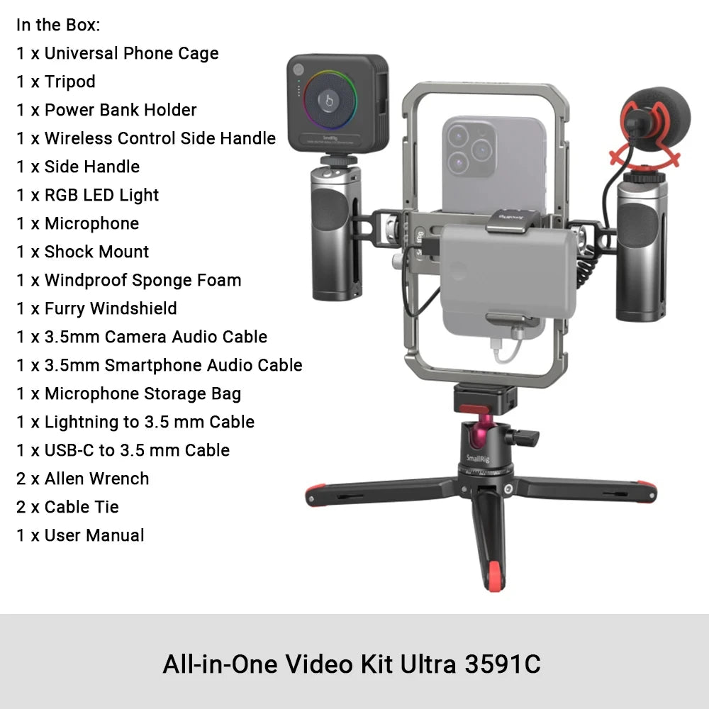 SmallRig All-in-One Video Kit Ultra /Pro/Basic/ Classic Kit for Phone Photography Universal Phone Cage Kit