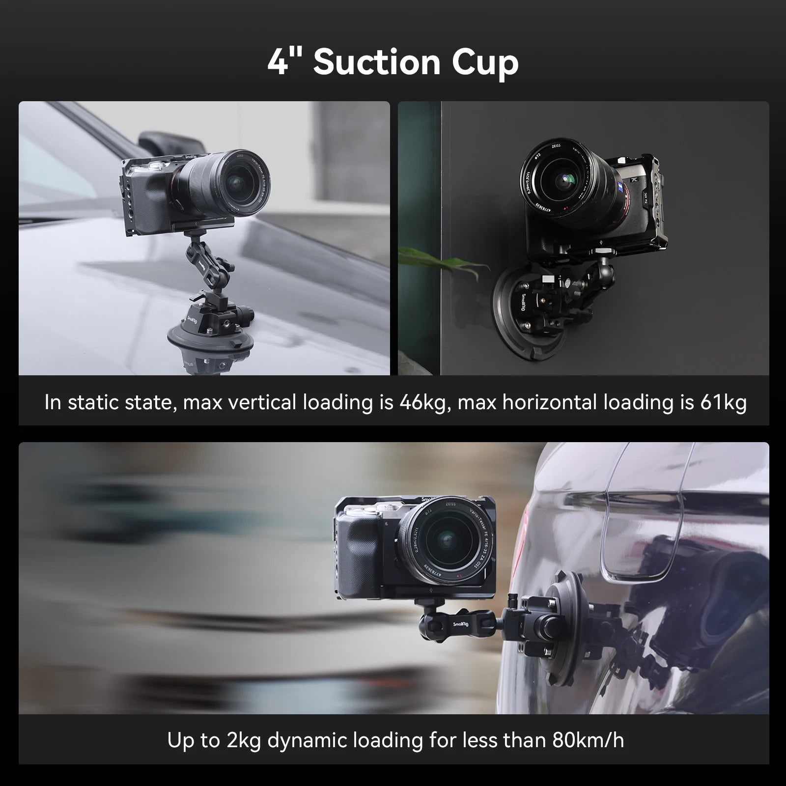 SmallRig 4" Camera Suction Mount with Ball Head Magic Arm