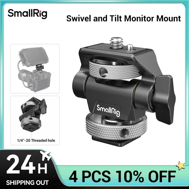 SmallRig Quick Release Monitor Holder Camera Clamp Swivel and Adjustable Monitor Mount with Cold Shoe/ARRI/NATO Mount 2905B
