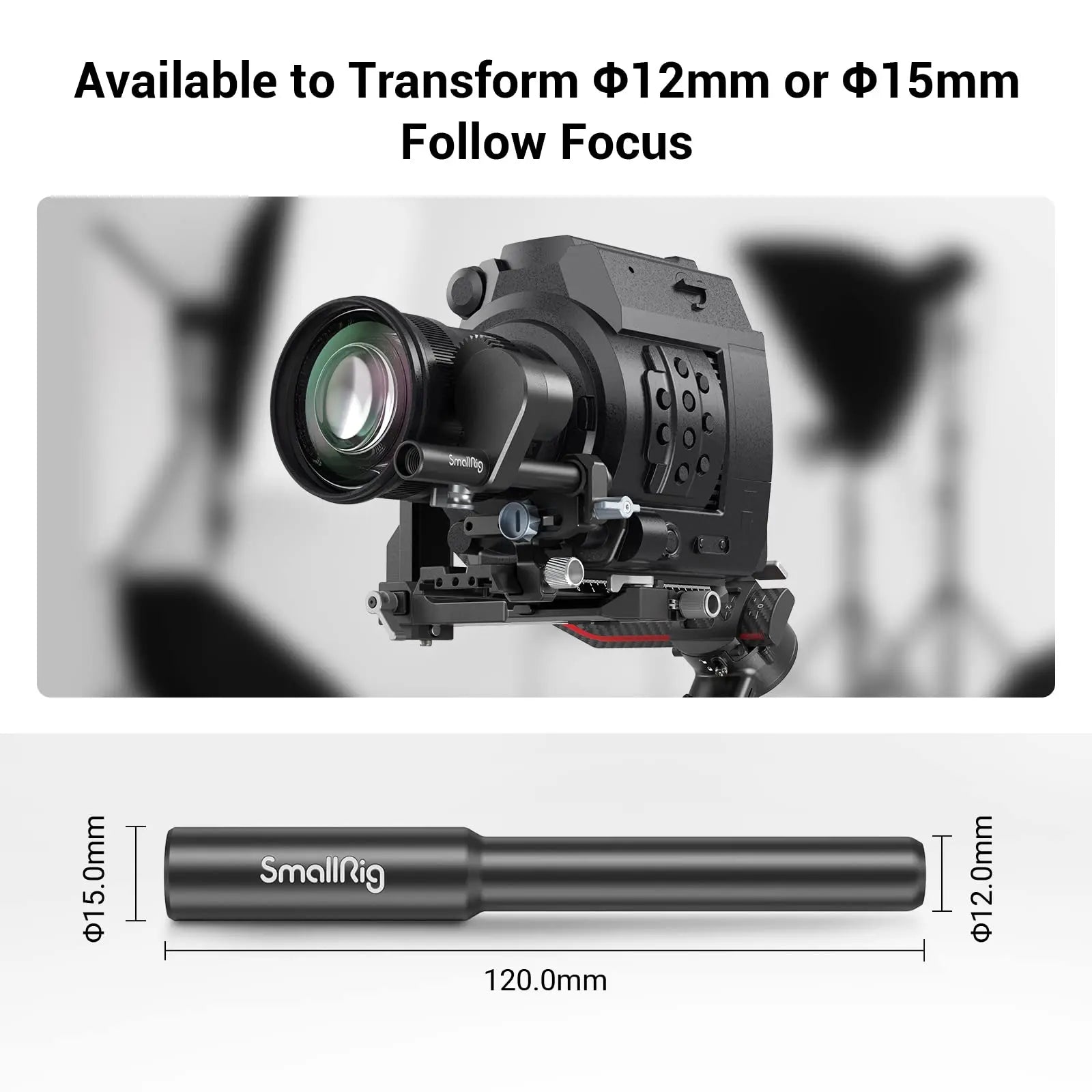 SmallRig Camera Rail Rod 12mm to 15mm Rod Clamp Adapter for DJI RS2 RS3 RS3 Pro / for DJI RS3 mini, for Follow Focuses 3681