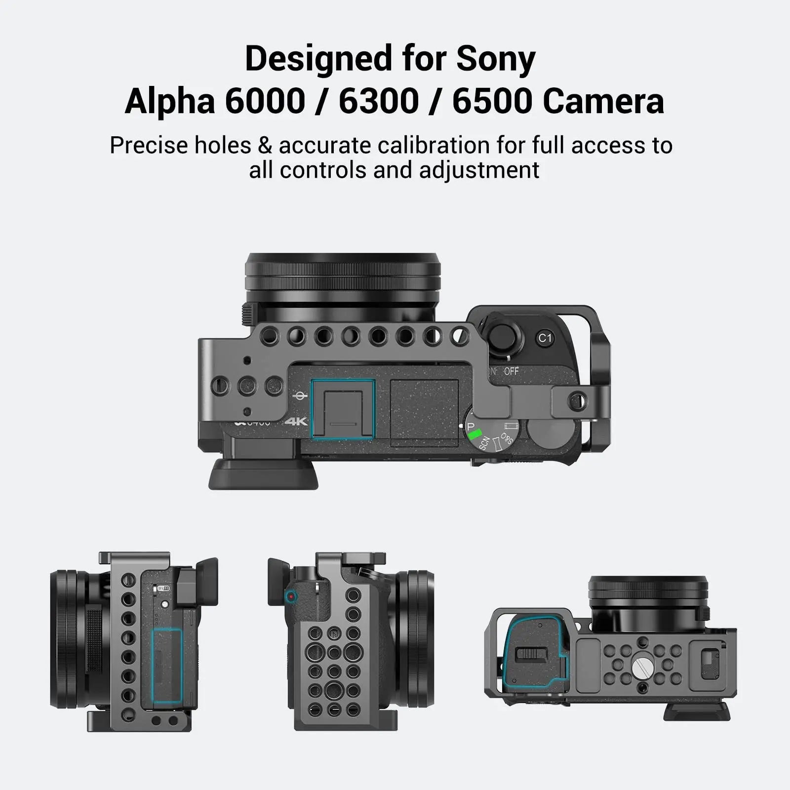 SmallRig Camera Cage only for Sony A6000 A6300 ILCE-6000 ILCE-6300 NEX7, A6000 Cage with 1/4" 3/8" Mounting Points and Cold Shoe